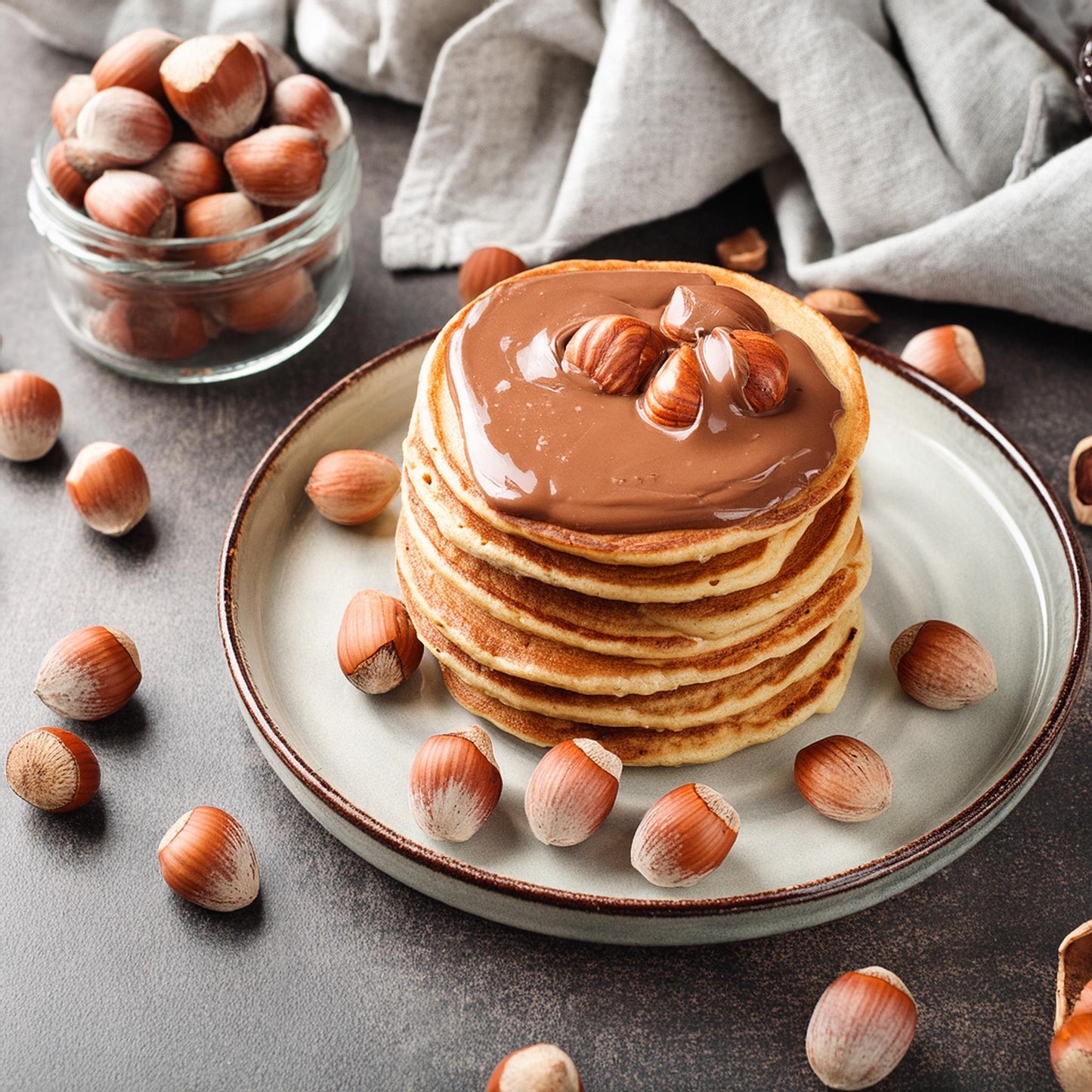 Pancakes con crema spalmabile proteica alla nocciola